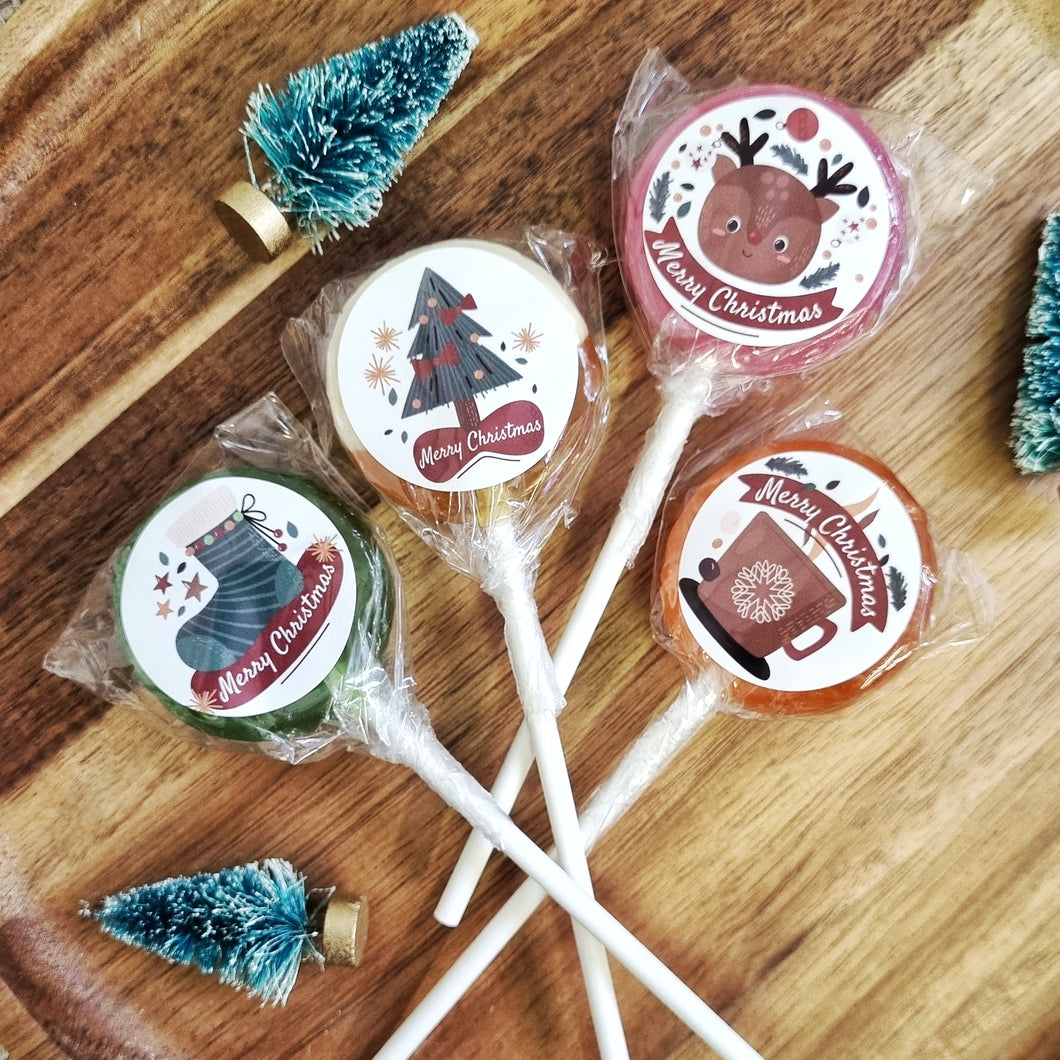 Merry Christmas Small Lollipops Vintage Gift Set