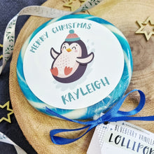 Load image into Gallery viewer, Personalised Penguin Merry Christmas Lollipop
