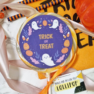 Purple Trick or Treat Halloween Lollipop