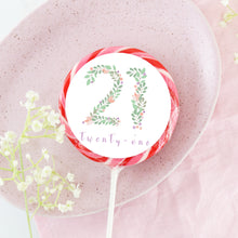 Load image into Gallery viewer, Twenty One 21 Floral Numbers Birthday Lollipop - Suck It &amp; Say
