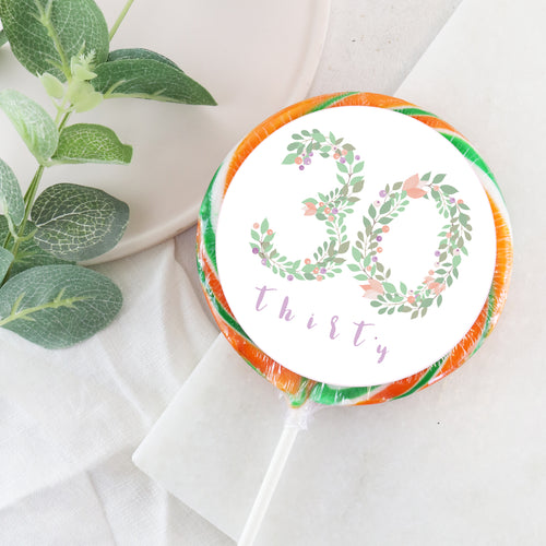Thirty 30 Floral Numbers Birthday Lollipop - Suck It & Say