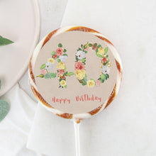 Load image into Gallery viewer, Forty 40 Bright Floral Numbers Birthday Lollipop - Suck It &amp; Say
