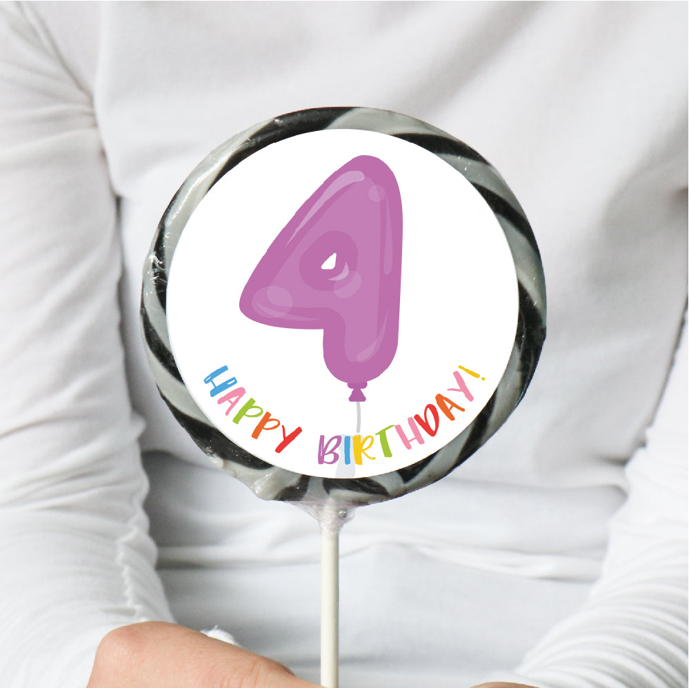 4th Birthday Balloon Lollipop