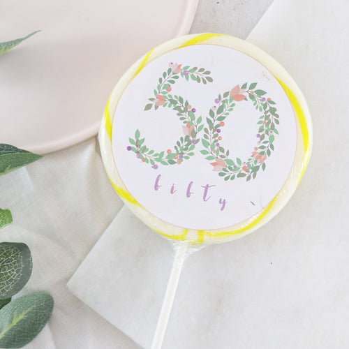 Fifty 50 Floral Numbers Birthday Lollipop - Suck It & Say