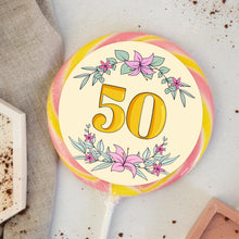 Load image into Gallery viewer, 50th Birthday Yellow Floral Lollipop
