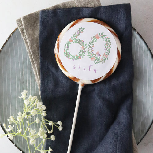 Sixty 60 Floral Numbers Birthday Lollipop - Suck It & Say