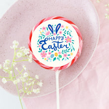 Load image into Gallery viewer, Blue Bunny Ears Happy Easter Lollipop - Suck It &amp; Say
