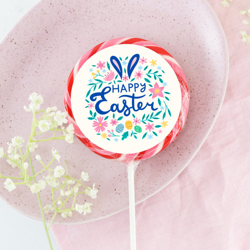 Blue Bunny Ears Happy Easter Lollipop - Suck It & Say