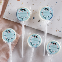 Load image into Gallery viewer, Personalised Blue Wreath Baby Shower Lollipops

