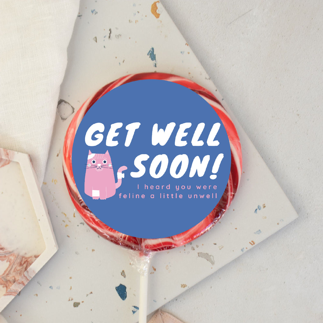 Blue Feline Get Well Soon Lollipop