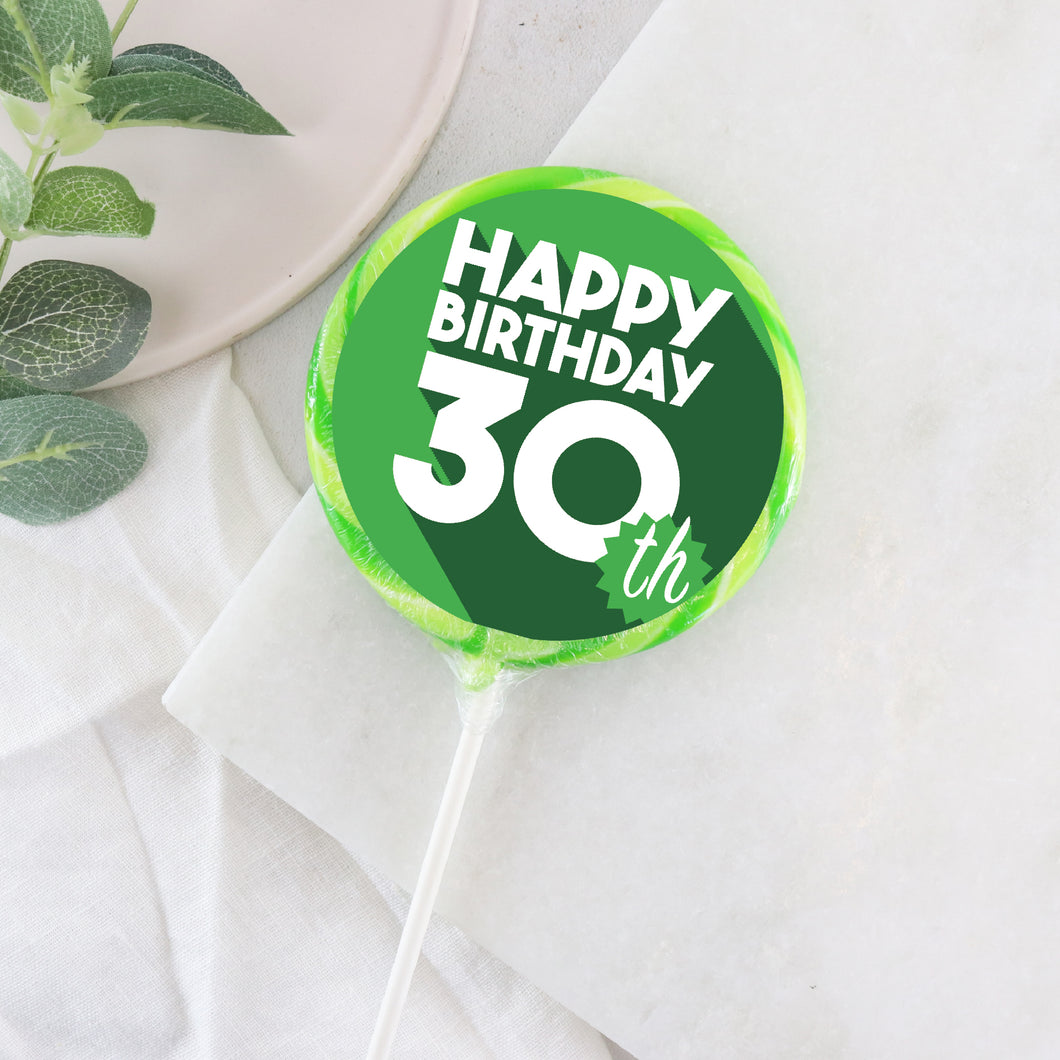 Bold 30th Green Lollipop