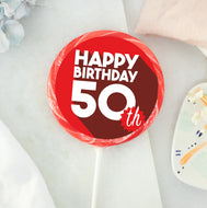 Bold 50th Red Lollipop