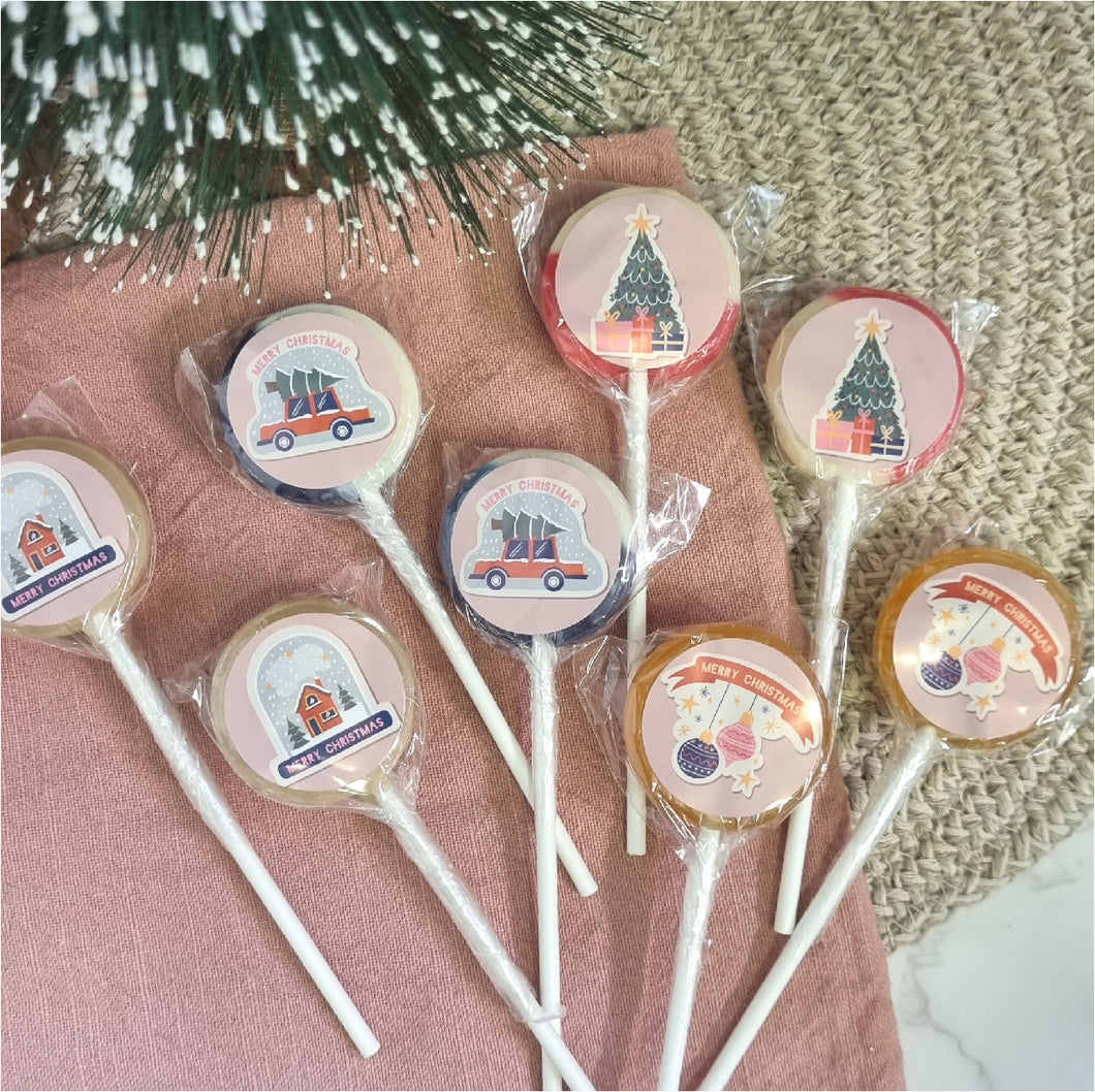 Merry Christmas Small Lollipops Pink Gift Set