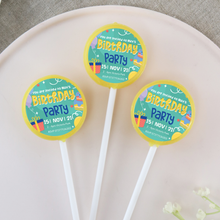 Load image into Gallery viewer, Personalised Turquoise Party Invitation Lollipops
