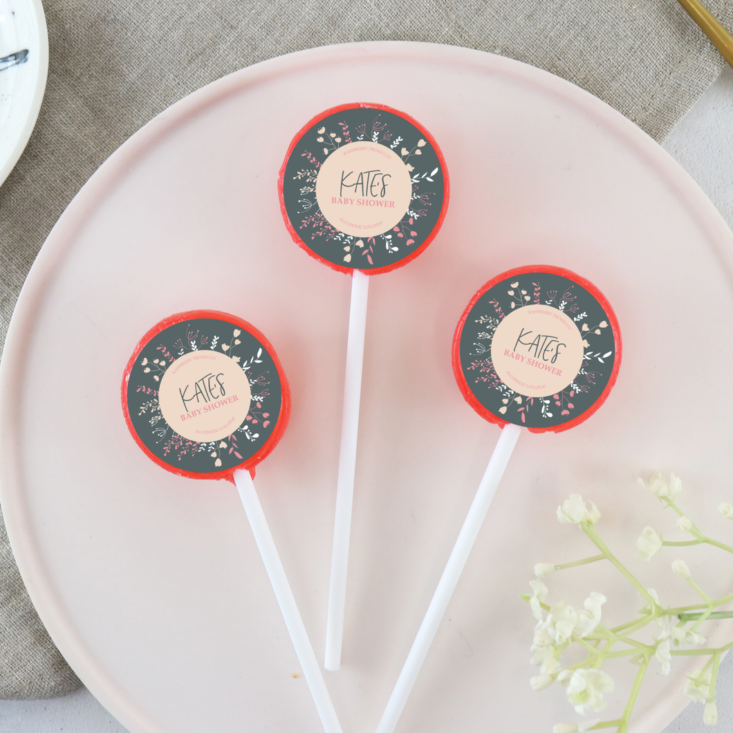 Personalised Green Wreath Baby Shower Lollipops