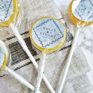 Green Watercolour Wedding Favour Lollipops