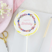 Load image into Gallery viewer, Floral Wreath Happy Birthday Lollipop - Suck It &amp; Say

