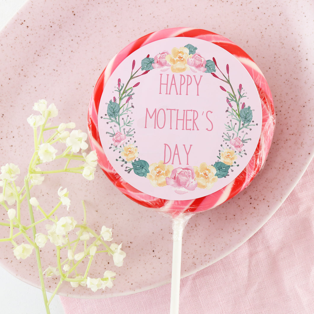 Pink Botanical Wreath Mother's Day Lollipop - Suck It & Say