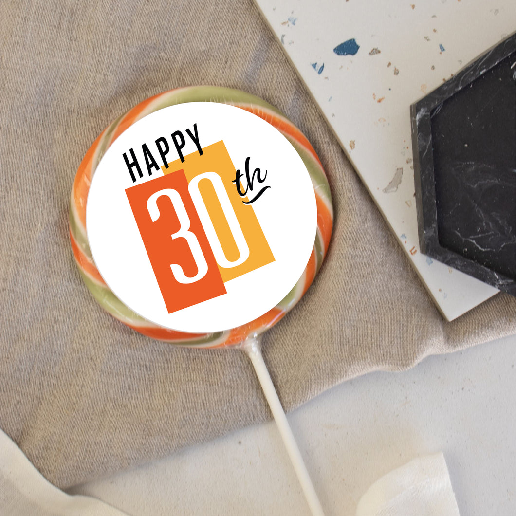 Happy 30th Birthday Colour Block Lollipop