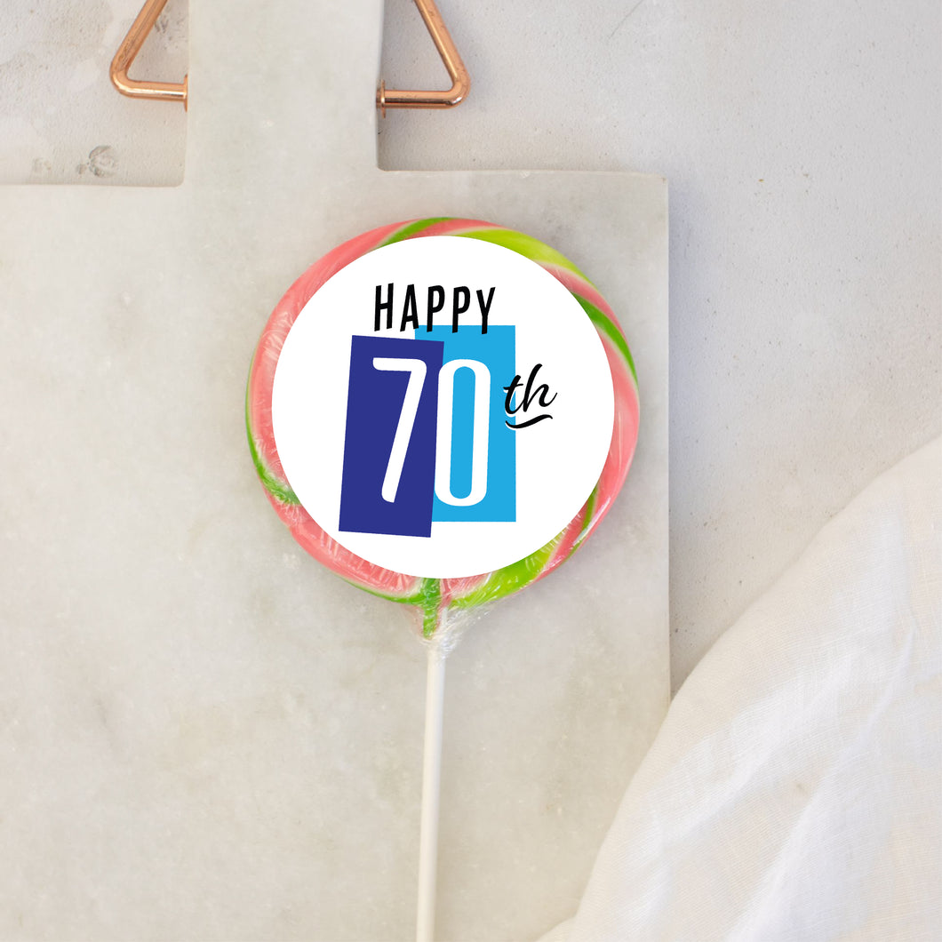 Happy 70th Birthday Colour Block Lollipop