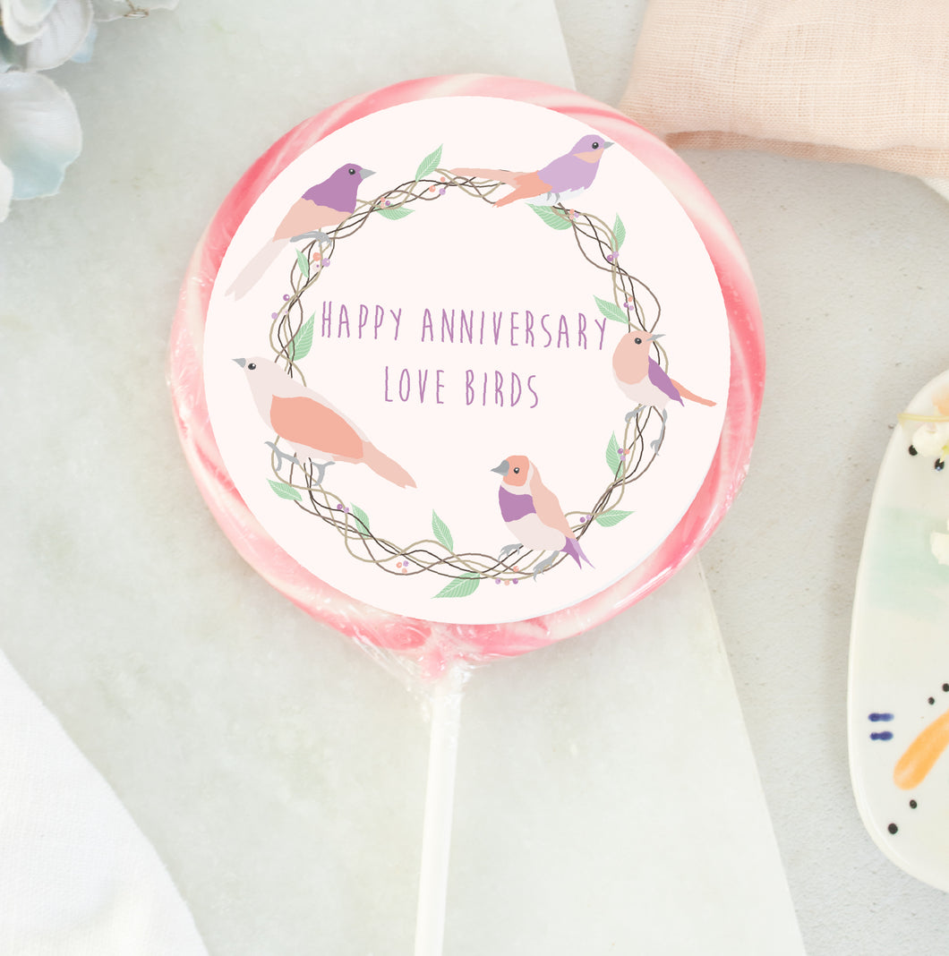 Happy Anniversary Love Birds Lollipop