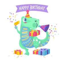 Load image into Gallery viewer, Dinosaur Happy Birthday Lollipop - Suck It &amp; Say
