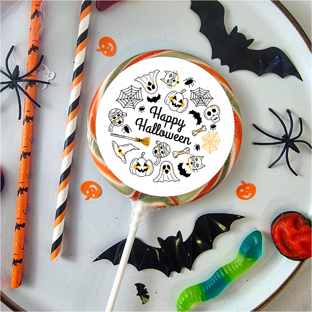 Outline Happy Halloween Lollipop