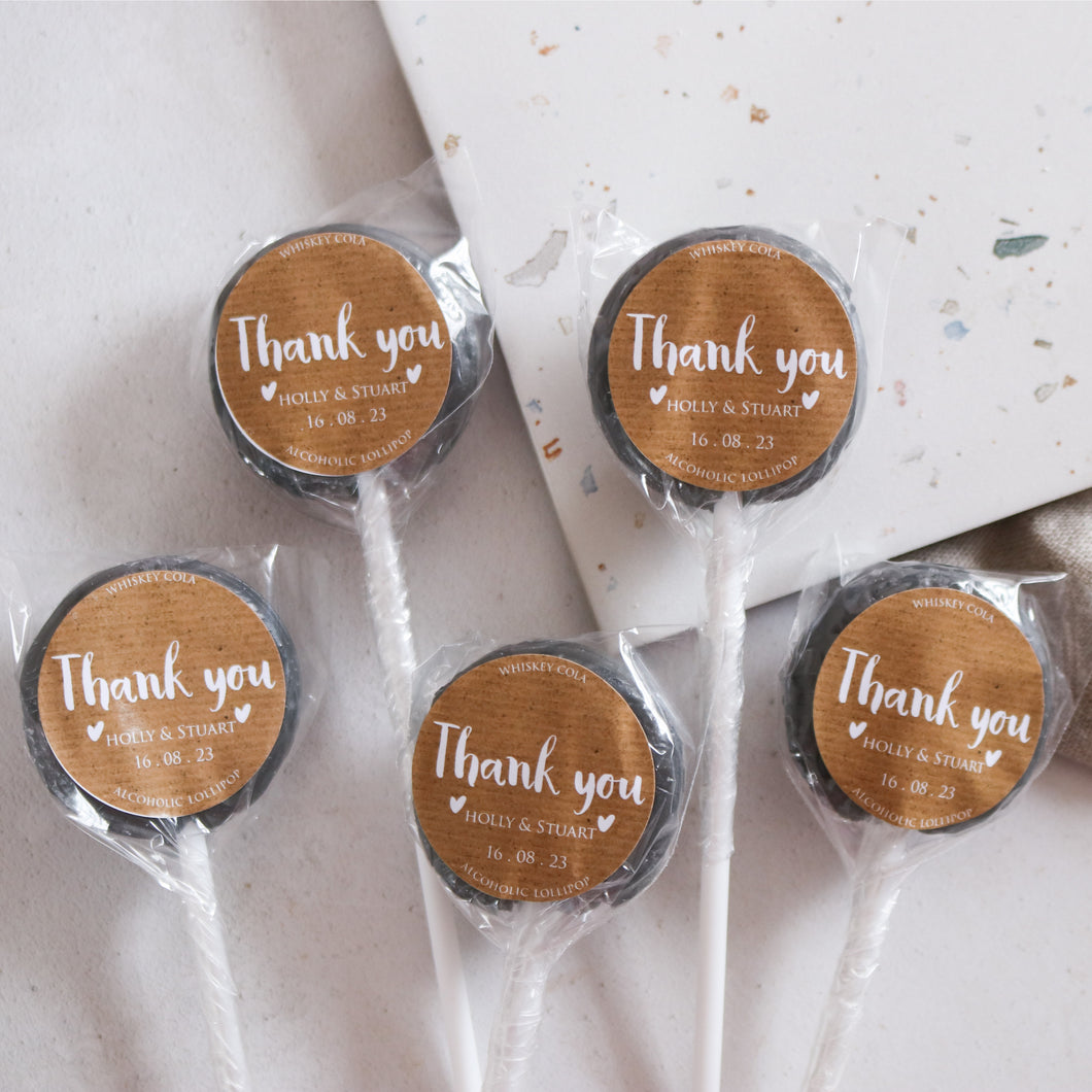 Kraft Style Thank You Gift Wedding Favour Lollipops