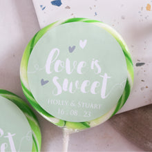 Load image into Gallery viewer, Love Is Sweet Pastel Wedding Favour Giant Lollipops

