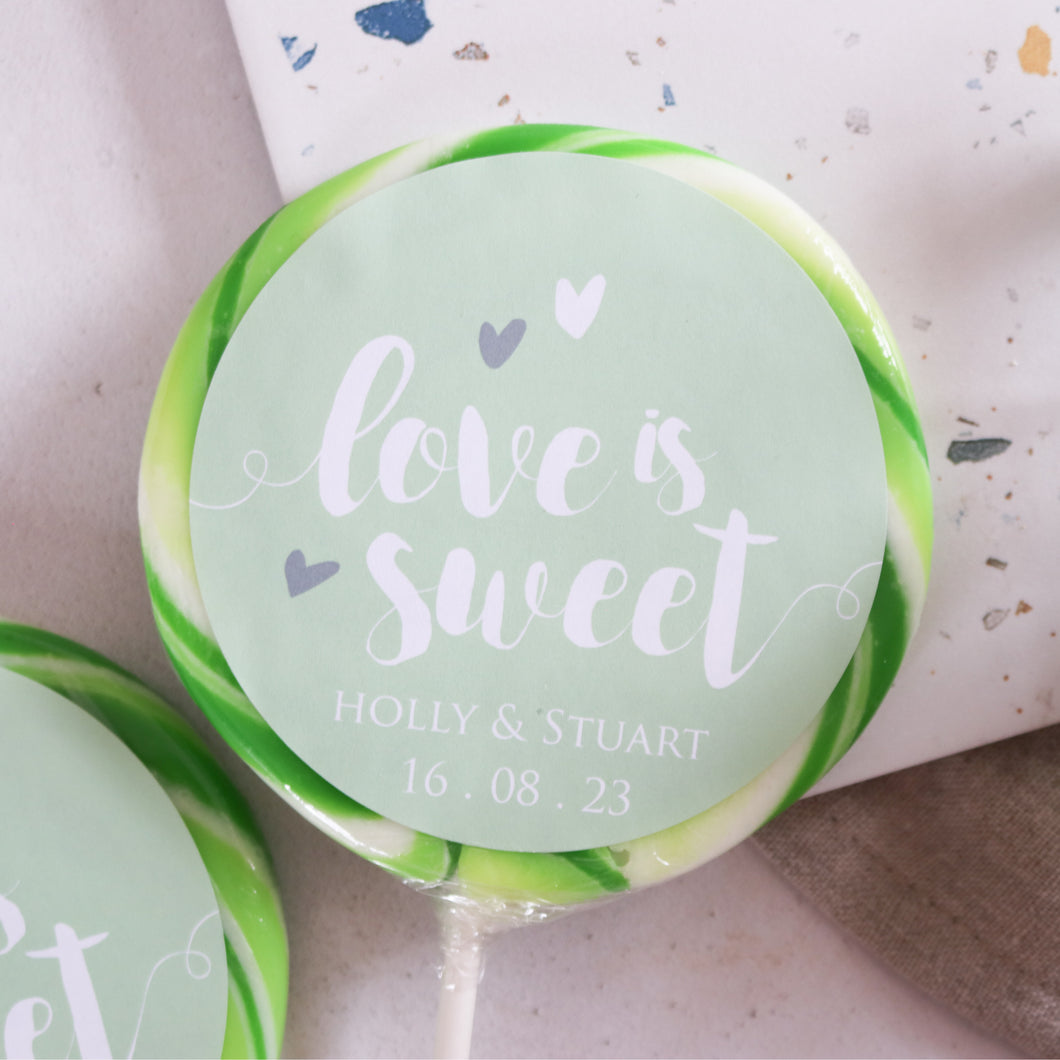 Love Is Sweet Pastel Wedding Favour Giant Lollipops