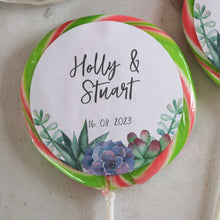 Load image into Gallery viewer, Succulent Themed Wedding Favour Giant Lollipops
