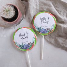 Load image into Gallery viewer, Succulent Themed Wedding Favour Giant Lollipops
