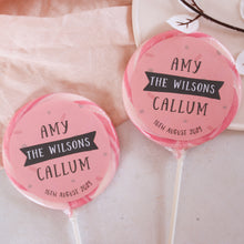 Load image into Gallery viewer, Surname Wedding Favour Alcoholic Giant Lollipops
