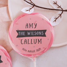 Load image into Gallery viewer, Surname Wedding Favour Alcoholic Giant Lollipops
