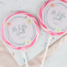 Load image into Gallery viewer, Floral Wreath Wedding Favour Giant Lollipops
