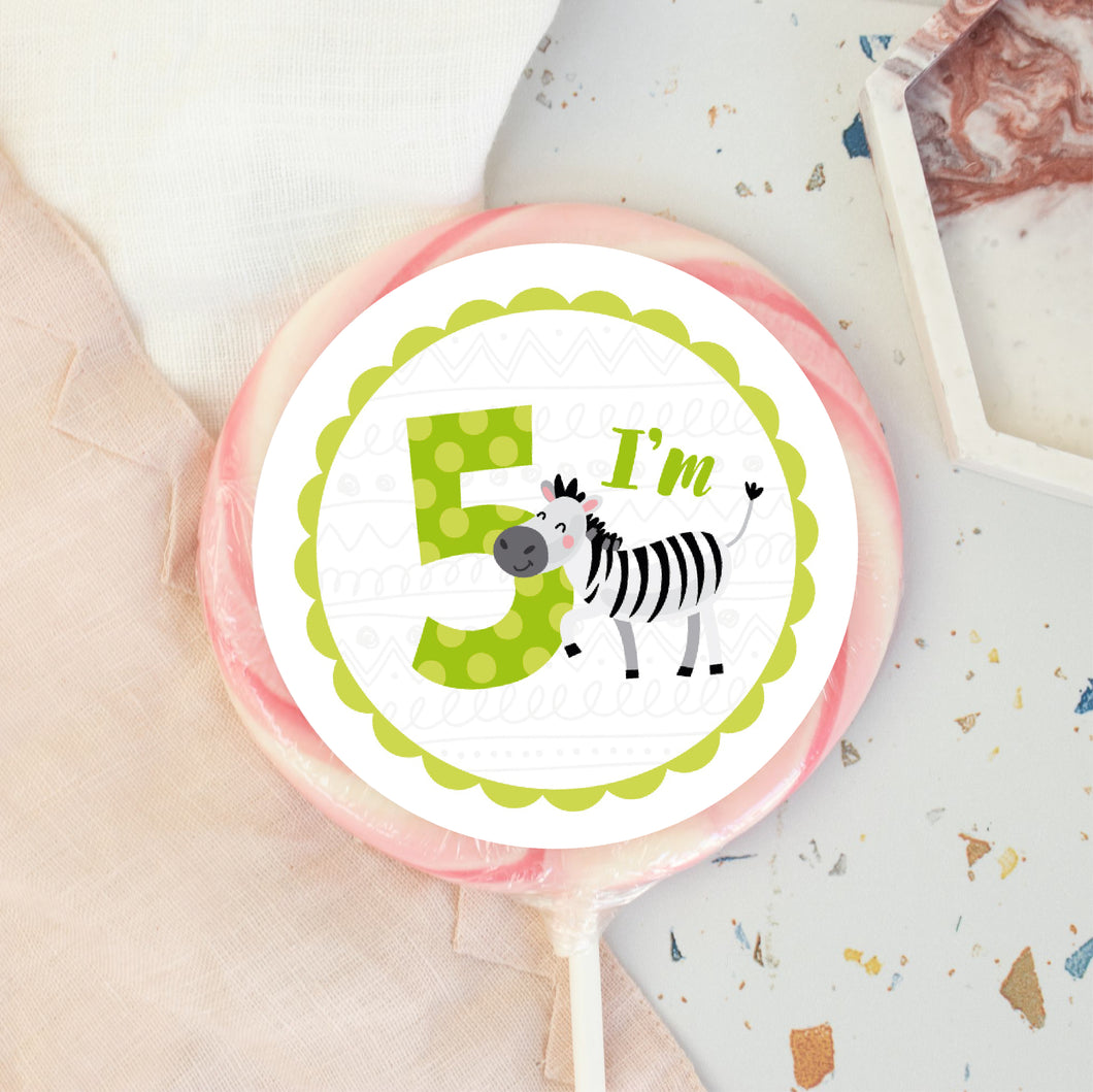 I'm 5 Birthday Zebra Lollipop