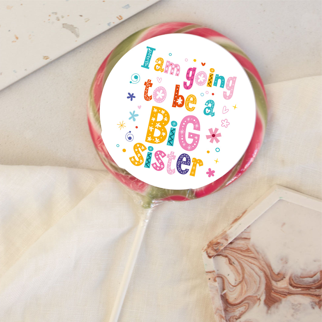 I'm Going to be a Big Sister Floral Lollipop