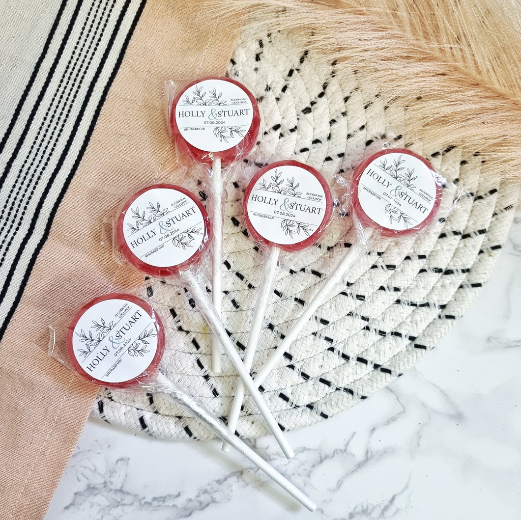 Leaf Monogram Wedding Favour Lollipops