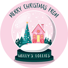 Load image into Gallery viewer, Personalised Company Merry Christmas Snowglobe Lollipop
