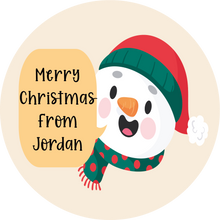 Load image into Gallery viewer, Personalised &#39;Merry Christmas From&#39; Snowman Small Lollipops
