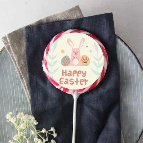 Pale Pink Bunny Happy Easter Lollipop - Suck It & Say
