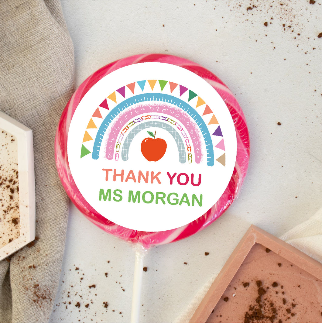 Personalised Thank You Rainbow Teacher Giant Lollipop
