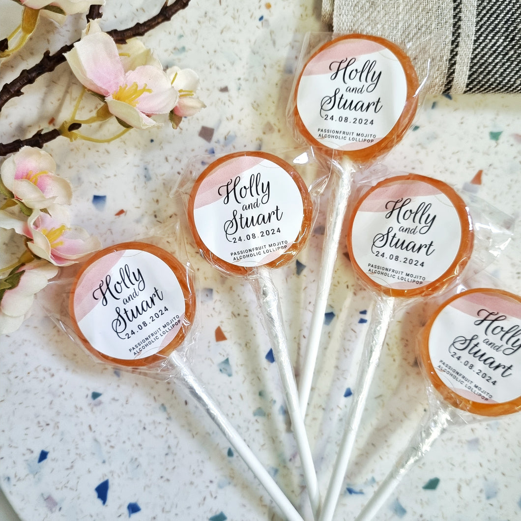 Pink Watercolour Wedding Favour Lollipops