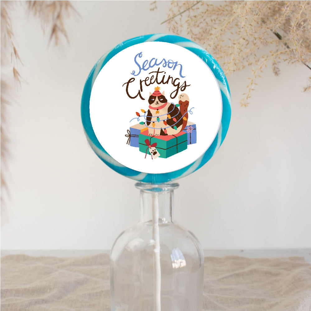 Season's Greetings Cat Lollipop