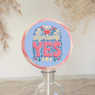 She Said Yes Pink Floral Lollipop