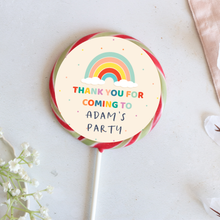 Load image into Gallery viewer, Personalised Rainbow Thank You Party Giant Lollipops
