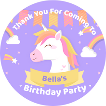 Load image into Gallery viewer, Personalised Unicorn Thank You Party Lollipops
