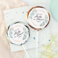 Watercolour Green Leaves Wedding Favour Giant Lollipops
