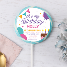 Load image into Gallery viewer, Personalised White Party Invitation Giant Lollipops
