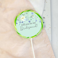 Will You Be My Bridesmaid Blue Floral Lollipop